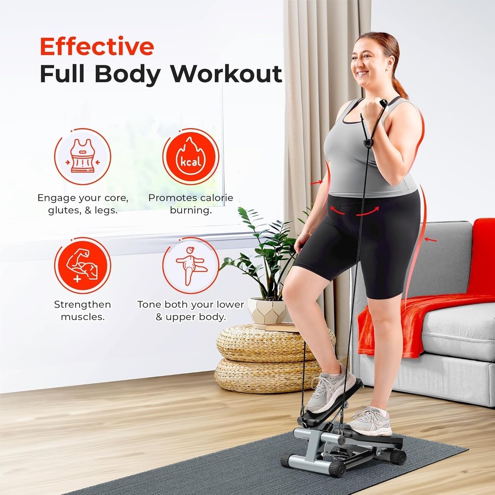Compact Mini Stepper with Resistance Bands, 300lb Capacity