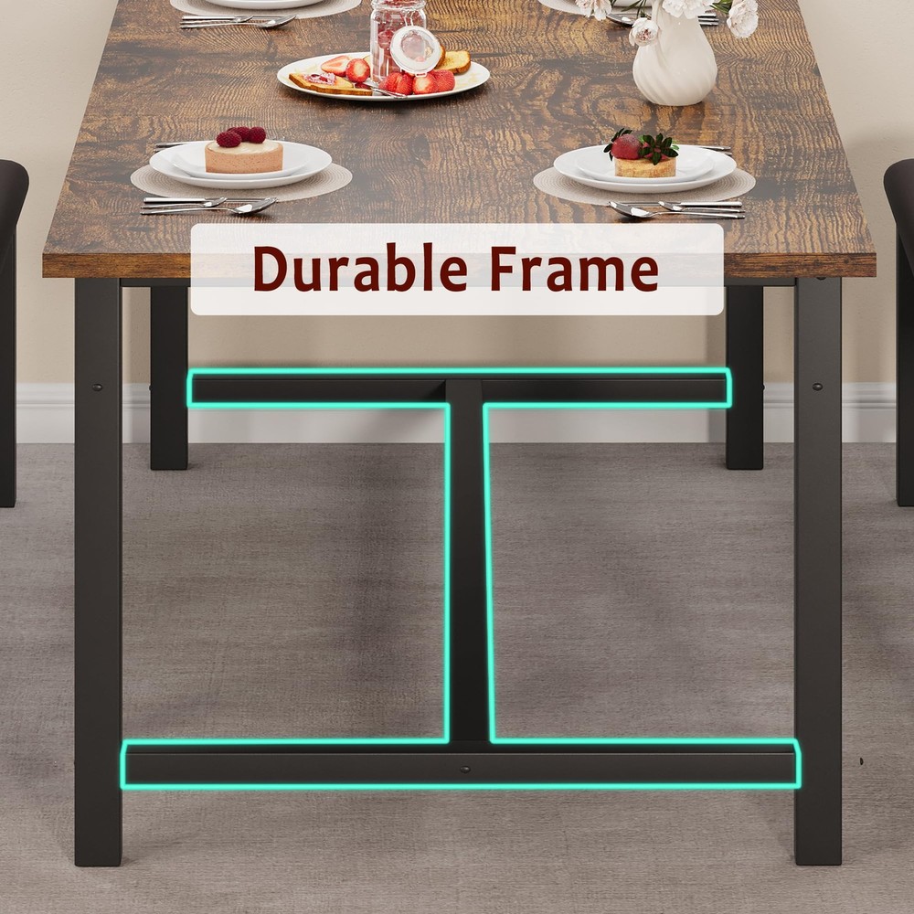 Dining Table Set for 4,63" Large Extendable Dining Room Table Set with 2 Benches