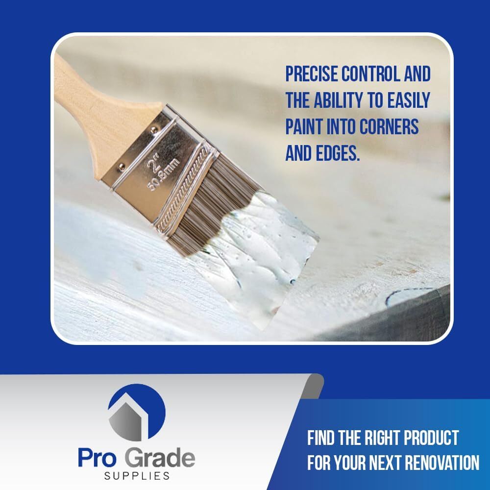 Pro Grade- Paint Brushes - 5 Piece Flat and Angle, 5pk Soft, Multicolor