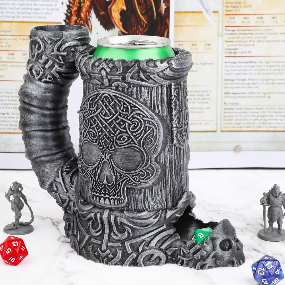Hand-Painted Skull Dice Tower – DND Dice Rolling Tower, RPG Dice Storage,
