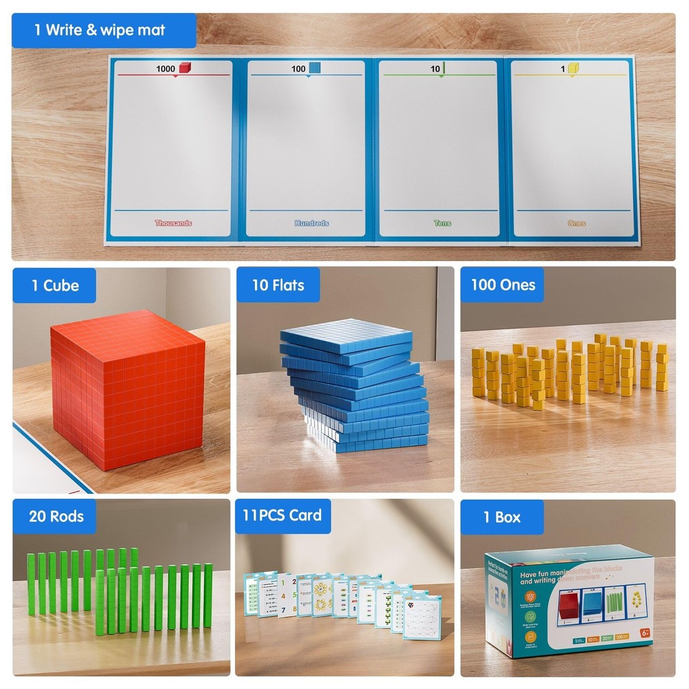 Plastic Base Ten Blocks 143 pcs Place Value Blocks Kindergarten Counting Cube...