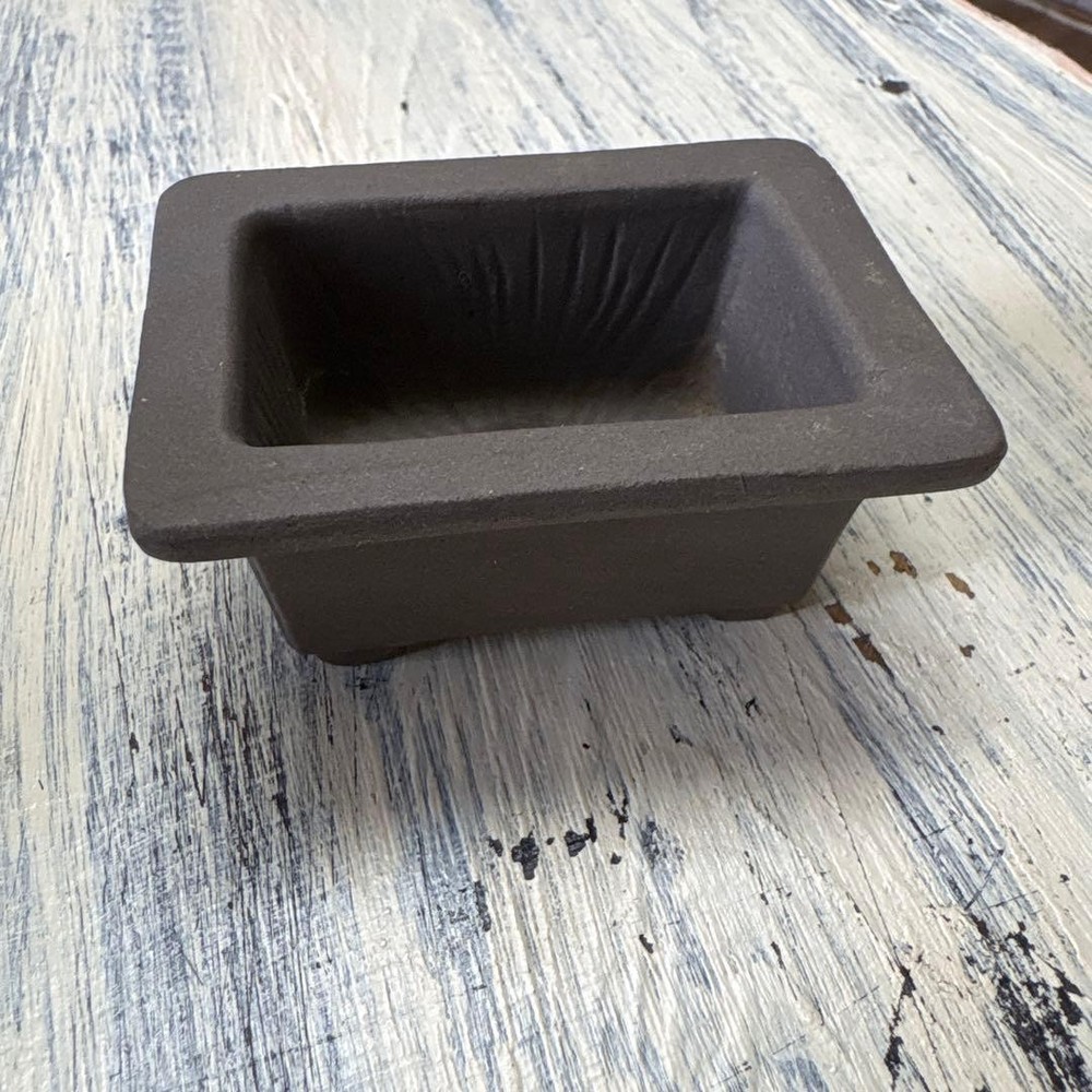 Small Bonsai Pot Dark Brown Rectangular Japanese Art Miniature Tree Container
