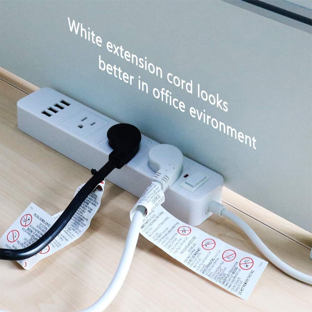 FIRMERST 6 Ft Flat Plug Extension Cord, 1875W 15A, White, UL Certified