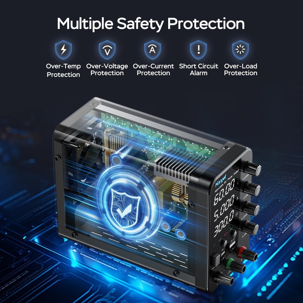 DC Power Supply Variable, 60V 5A Bench Power Supply with Encoder Coarse & Fin...