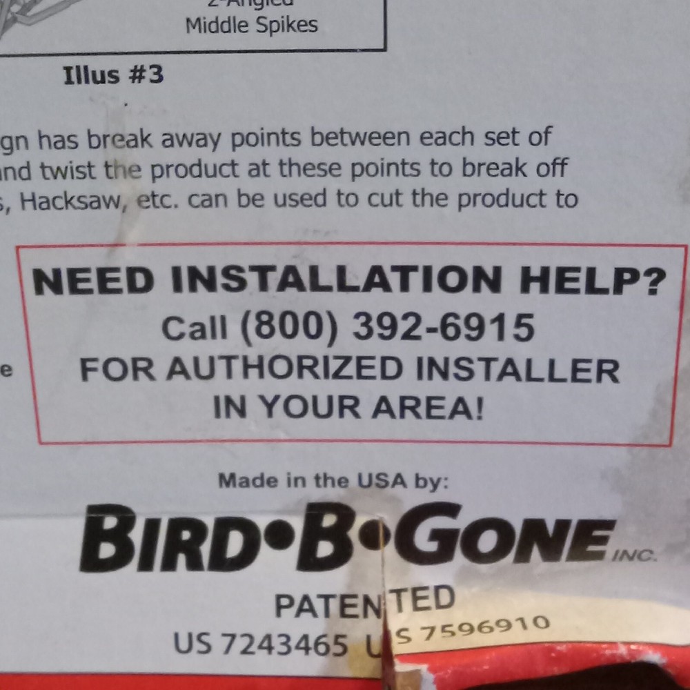 Bird-B-Gone (Bird Repelling *Clear Plastic Spikes*) for Assorted Species