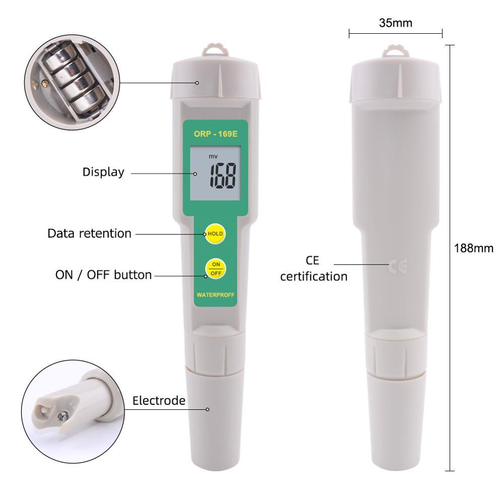 169E ORP Meter ORP/Redox Tester Waterproof Meter Potential Positive And Negative
