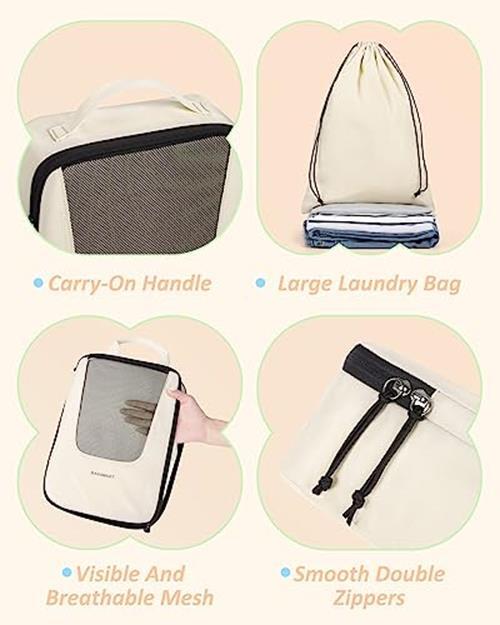 8 Set Compression Packing Cubes for Travel, Lightweight Compression Cubes for