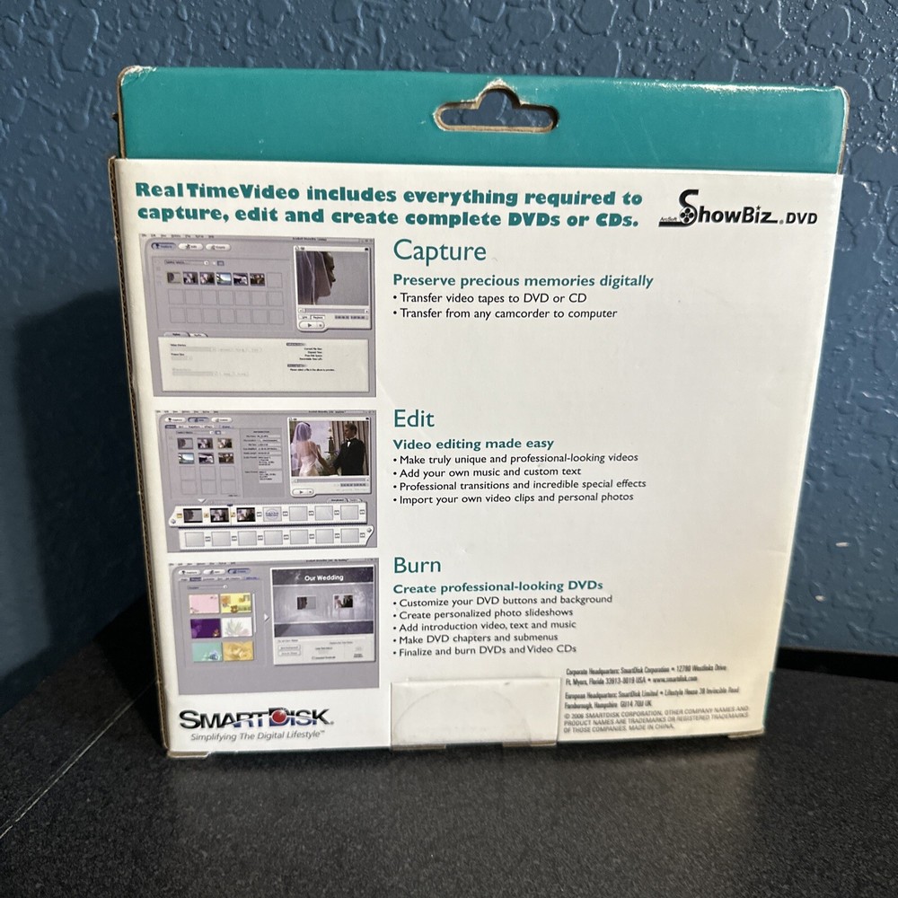SmartDisk Real Time Video Capture Transfer To DVD Composite New Unopened