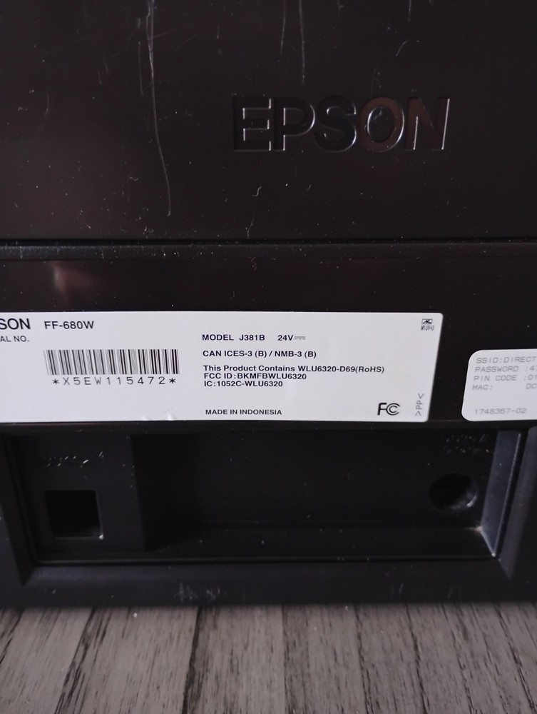 Epson Fastfoto FF-680W Wireless Photo & Document Scanner - Tested - W/Adapter