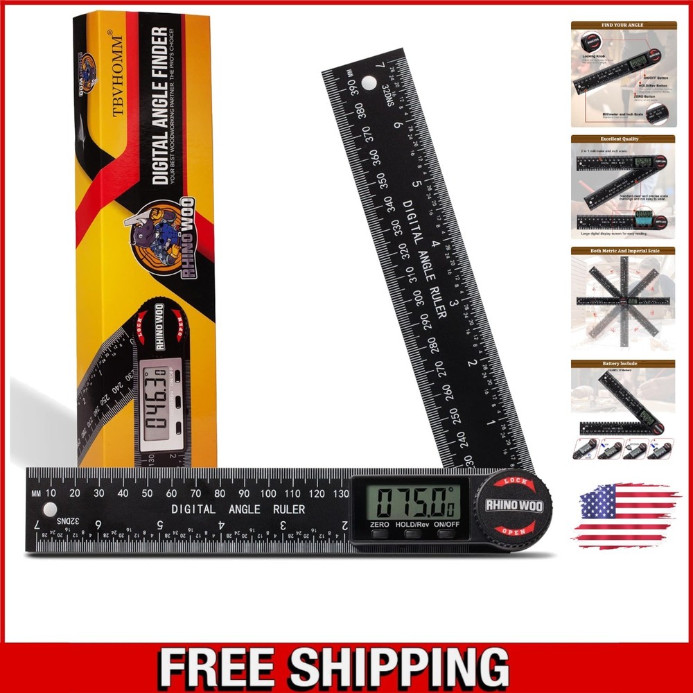 Professional Dual-Function Digital Protractor & Ruler for Woodworking Projects
