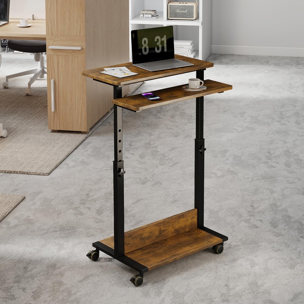Small Standing Desk with Wheels,Small Mobile Computer Desks Adjustable Height...