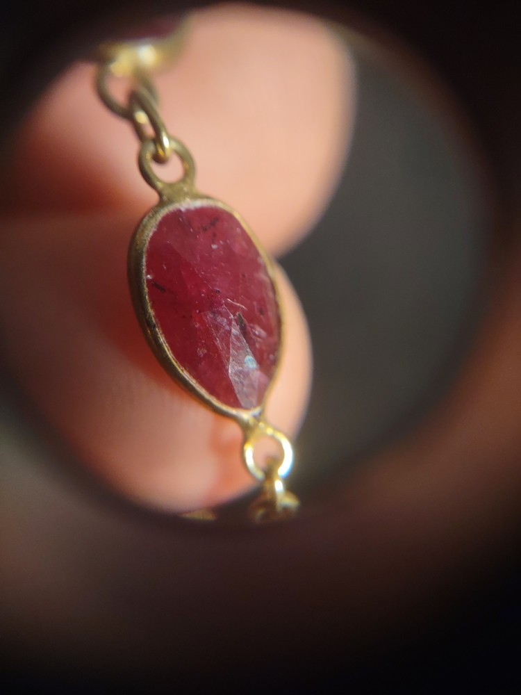 11.8 Grams 18" Natural Ruby Sterling Silver 925 Chain Necklace