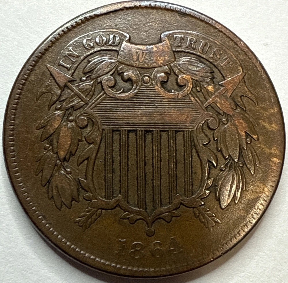 1864 2 Cent Piece 2c Exact Coin Imaged #2C155
