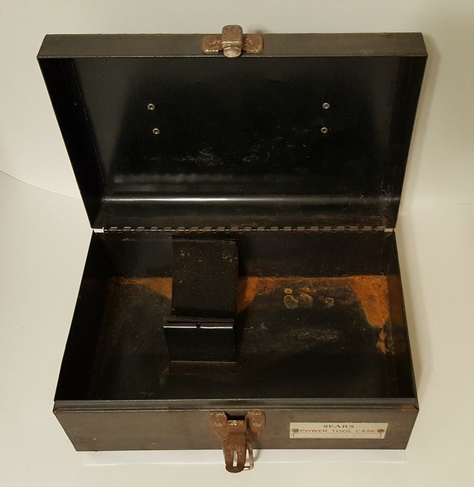 Vintage Sears Metal Power Tool Case w Handle -1801 Drill Kit Case Only-Rusted