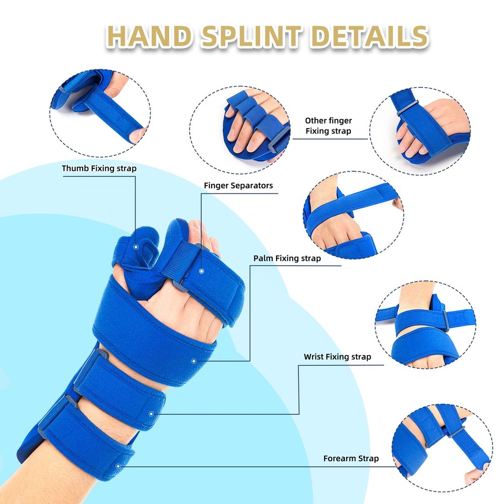 Fanwer Resting Hand Splint, Stroke Therapy One Size, Medium Right