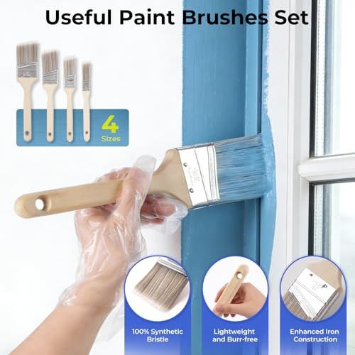 32PCS Paint Roller Kit with 2 to 4 Ft Extension Pole, 4" & 9" Paint Rollers