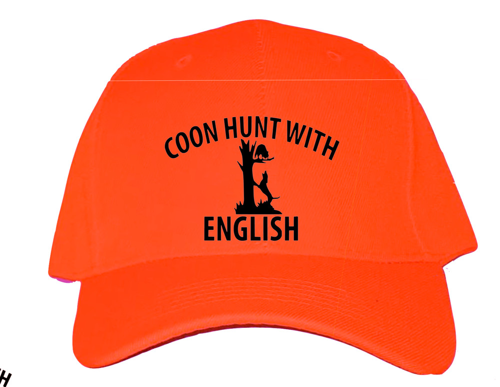 Cap Hat Orange Solid Back English Coonhound Hunting Tracking Treeing