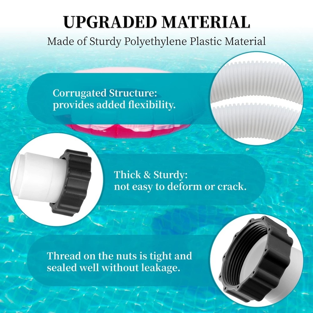 29060E Pool Pump Replacement Hoses for Above Ground White 2-Pack 1.5"x59"