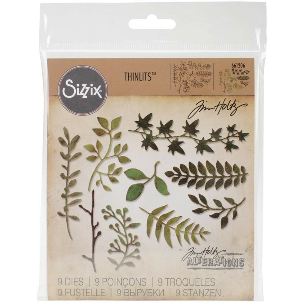 Sizzix Thinlits Tim Holtz Garden Greens 9 Dies 661206