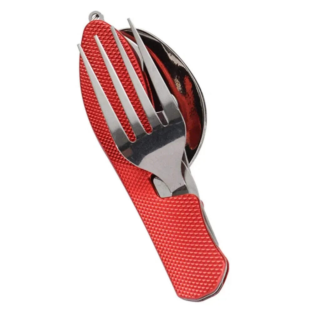 Foldable Camping Utensil Set - Multi-Functional Knife, Fork, Spoon Combo For Out
