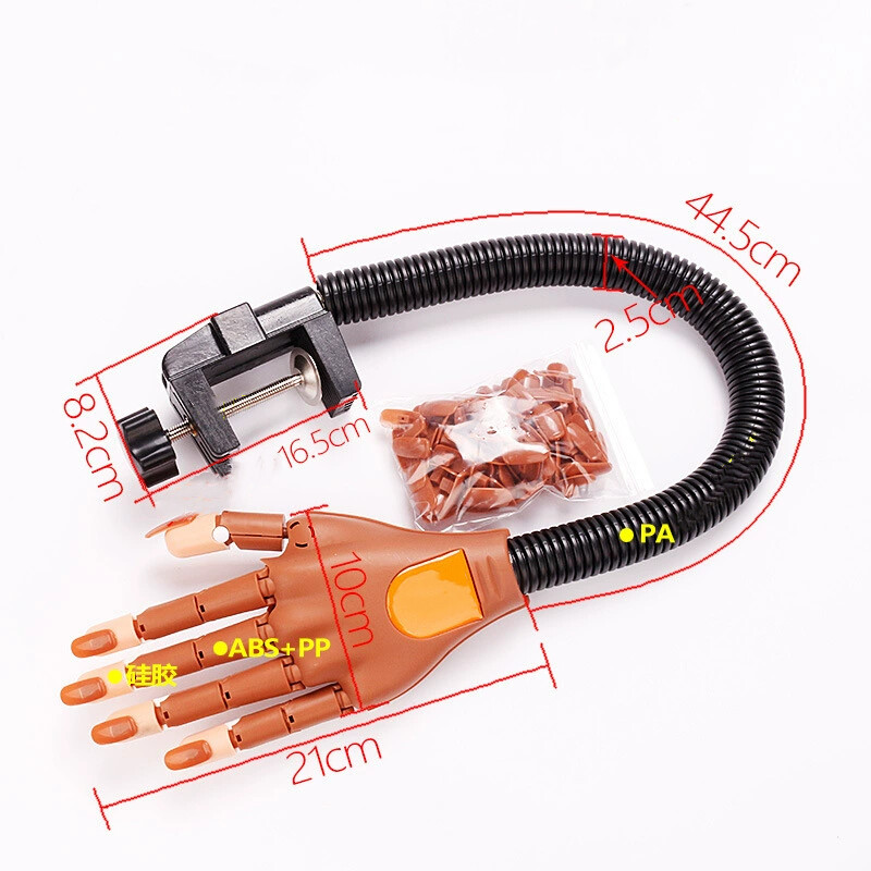 Nail Training Hand Mannequin with 100 Fake Nail Tips, Adjustable Practice Hand