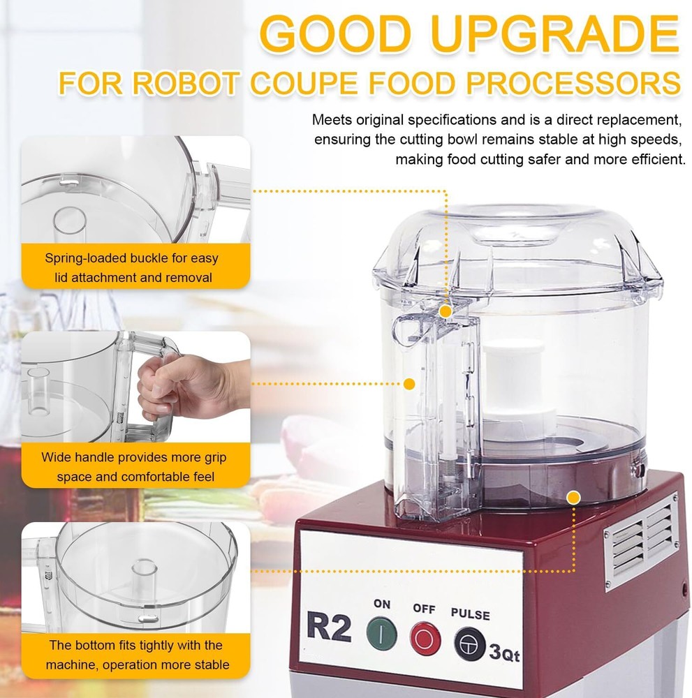 Replacement for Robot Coupe R2 112203 Food Processor 3 Quart Clear Cutter Bowl