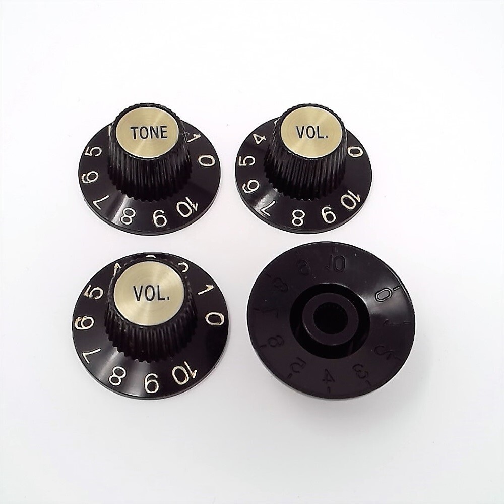 True Custom Shop® Black Witch Hat Control Knobs with Gold Inserts for Gibson