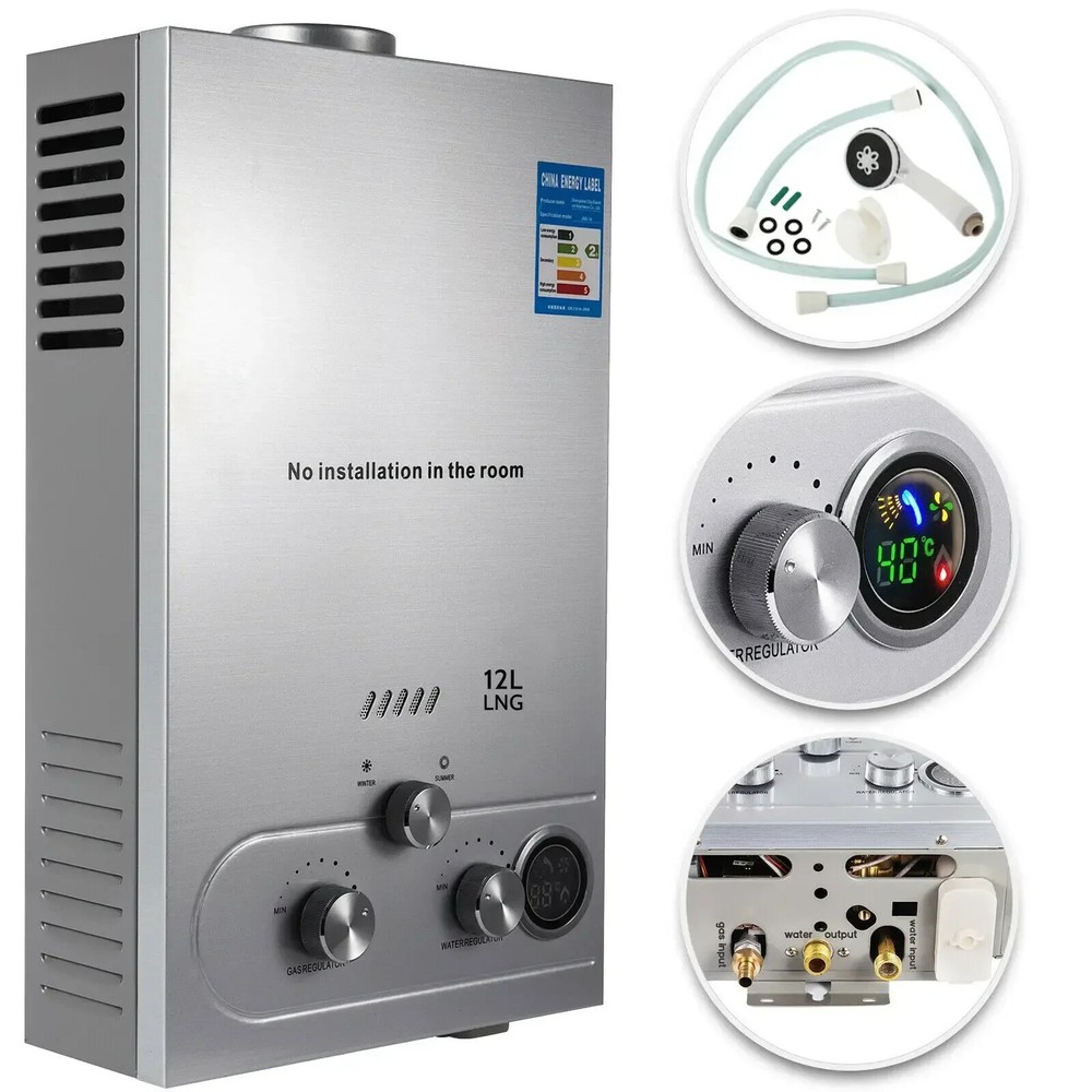 🔥 12L Tankless Natural /Propane Gas Hot Water Heater Instant Boiler Outdoor