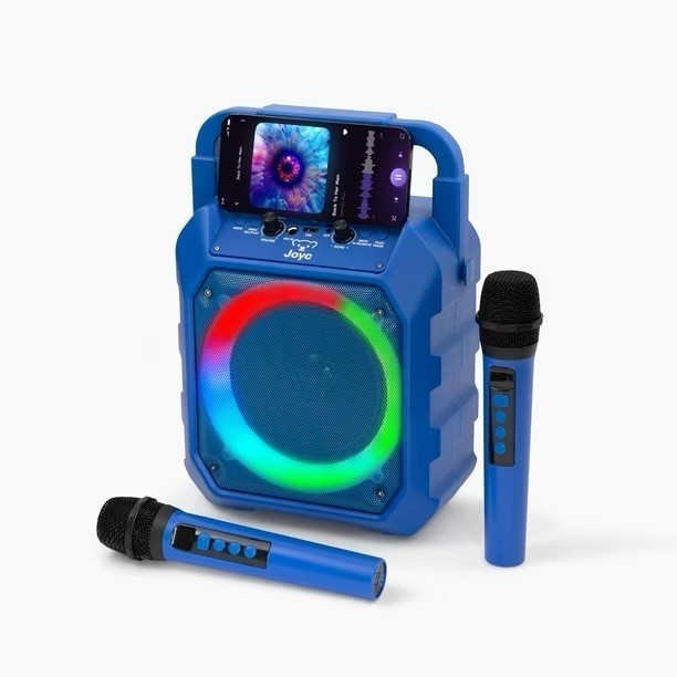 Joyc Karaoke Bluetooth Speaker with 2 Wireless Microphones and LED Ring Light