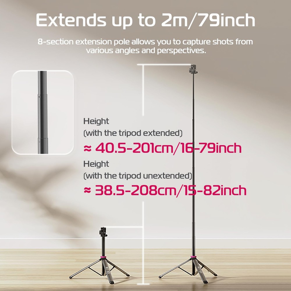 MT-89 Extendable Tripod Aluminum, 82" Portable Adjustable Light Stand with 1/...