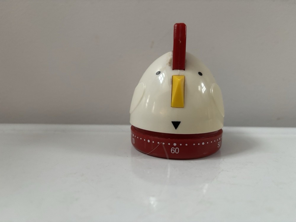 Crate & Barrel Red & White Rooster Chicken Kitchen Timer