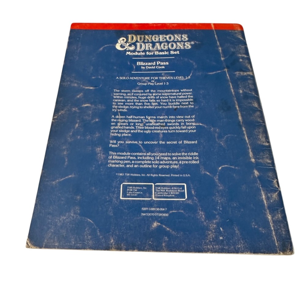 TSR Dungeons & Dragons M1 Module Blizzard Pass Basic Set M1 9067