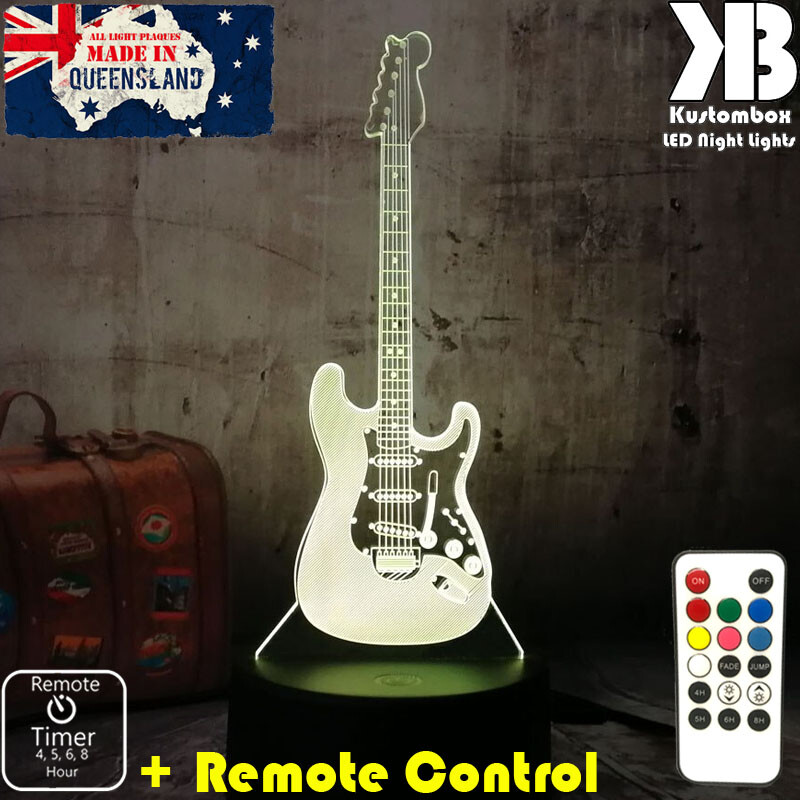 ELECTRIC GUITAR 6 STRINGS 3D LED Battery USB Night Light 7 Colour Changing Room