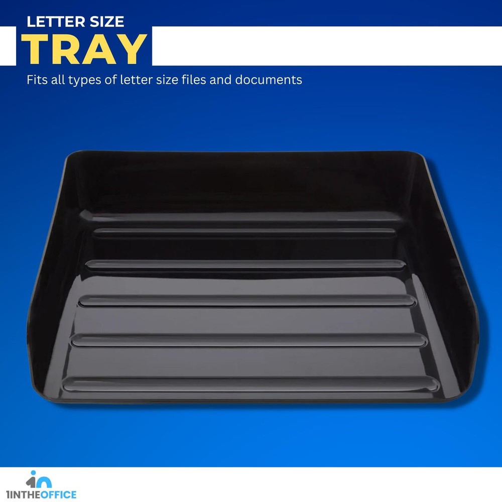 Stackable Paper Tray File Organizer 2 Pack Side Load Letter Tray Black