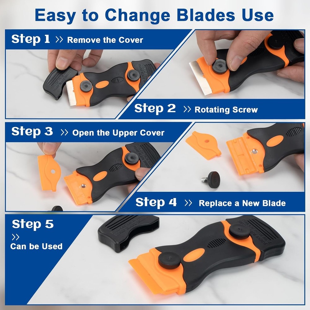 Aisoso Razor Scraper Tool 2 Pack, Razor Blade Scraper Tool with 20pcs Plastic Bl