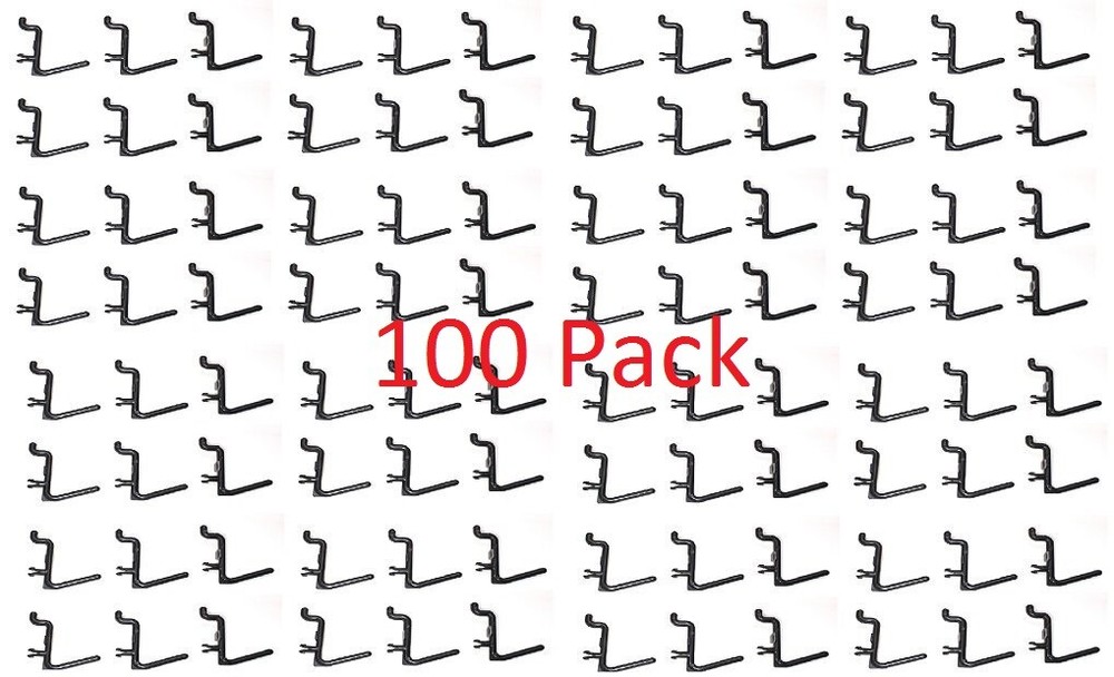 Plastic Black L Style Pegboard Hook Kit - 100 Pack - PEGBOARD NOT INCLUDED