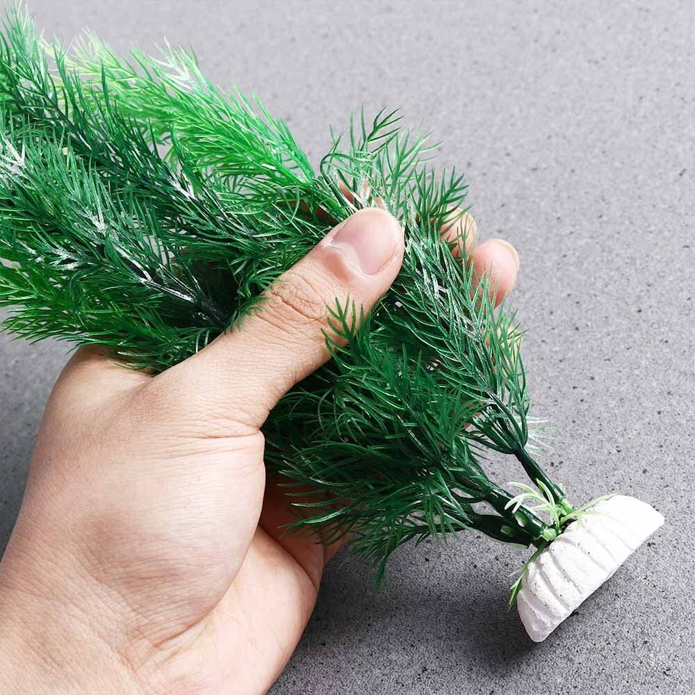2PCS Aquarium Plants Artificial Green Plastic Fish Tank Decorations Set