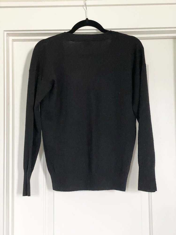 J.CREW Black Cashmere Wool Blend V-Neck Pullover Sweater Knit Black Size Small