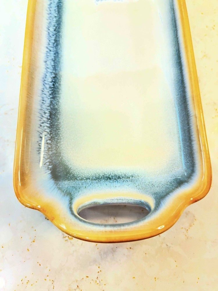 Pacifica Home Blue Glazed Ceramic Cheese Tray Charcuterie Board Serving Platter