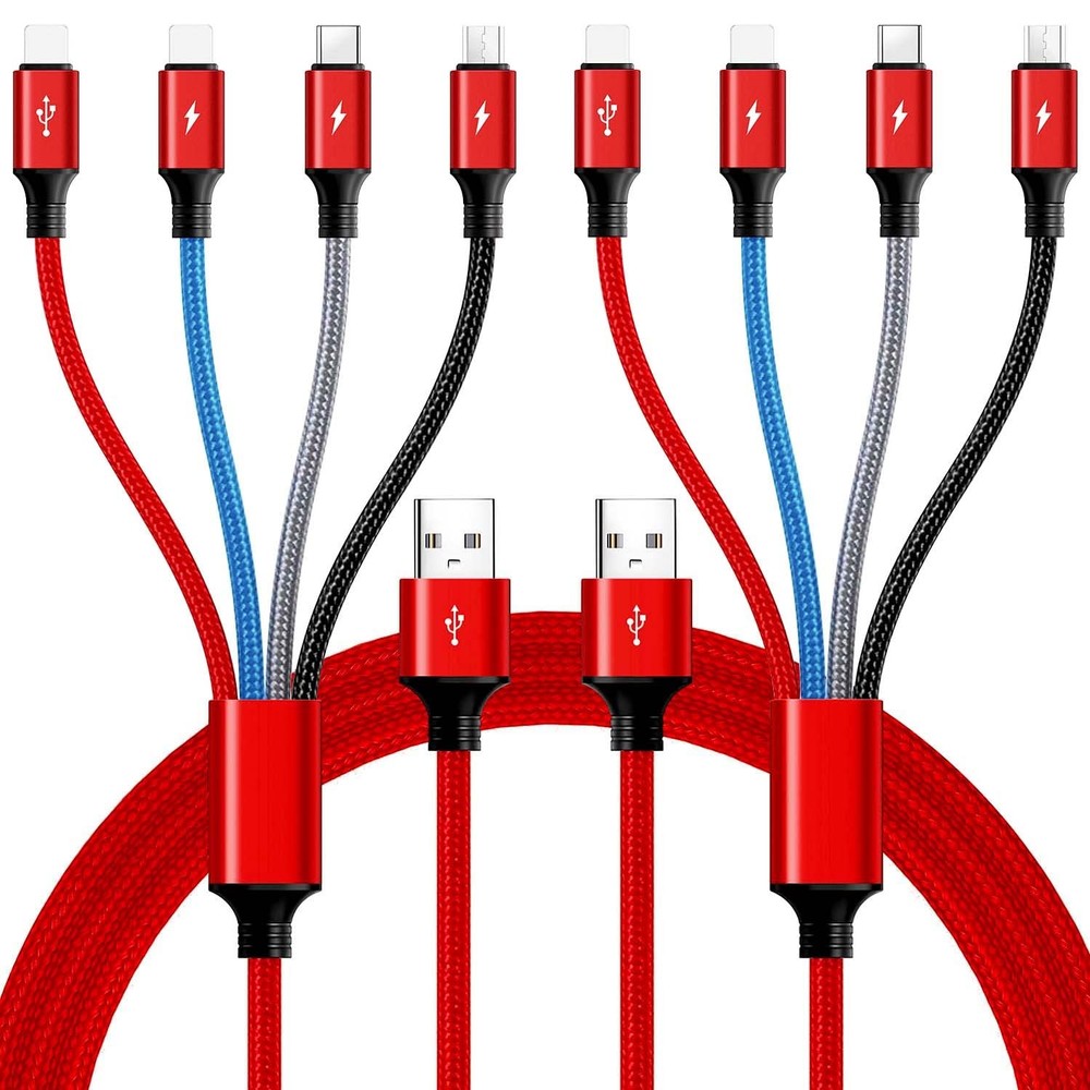 Multi Charging Cable,10Ft 2Pack Fast Cord, 10 feet, Red