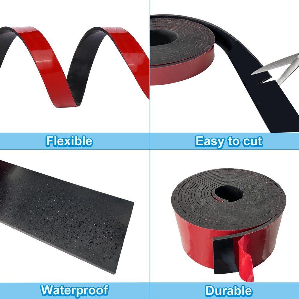 Neoprene Adhesive Rubber Strips Roll Insulation Padding Mat 2 Inch x 20 Ft