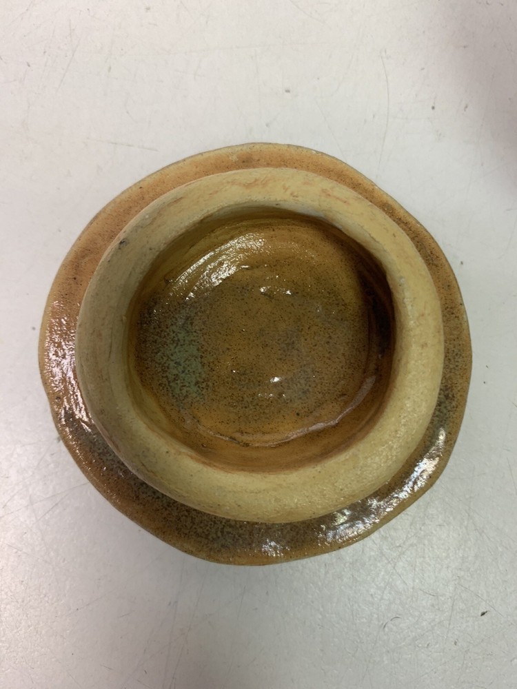 Vintage Handmade Stoneware Pot with Lid
