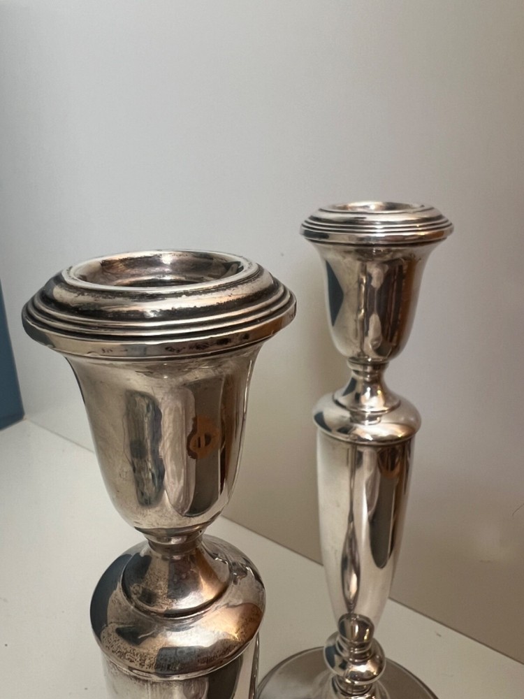 EMPIRE WEIGHTED STERLING NEO CLASSICAL 9.5" TALL CANDLESTICKS