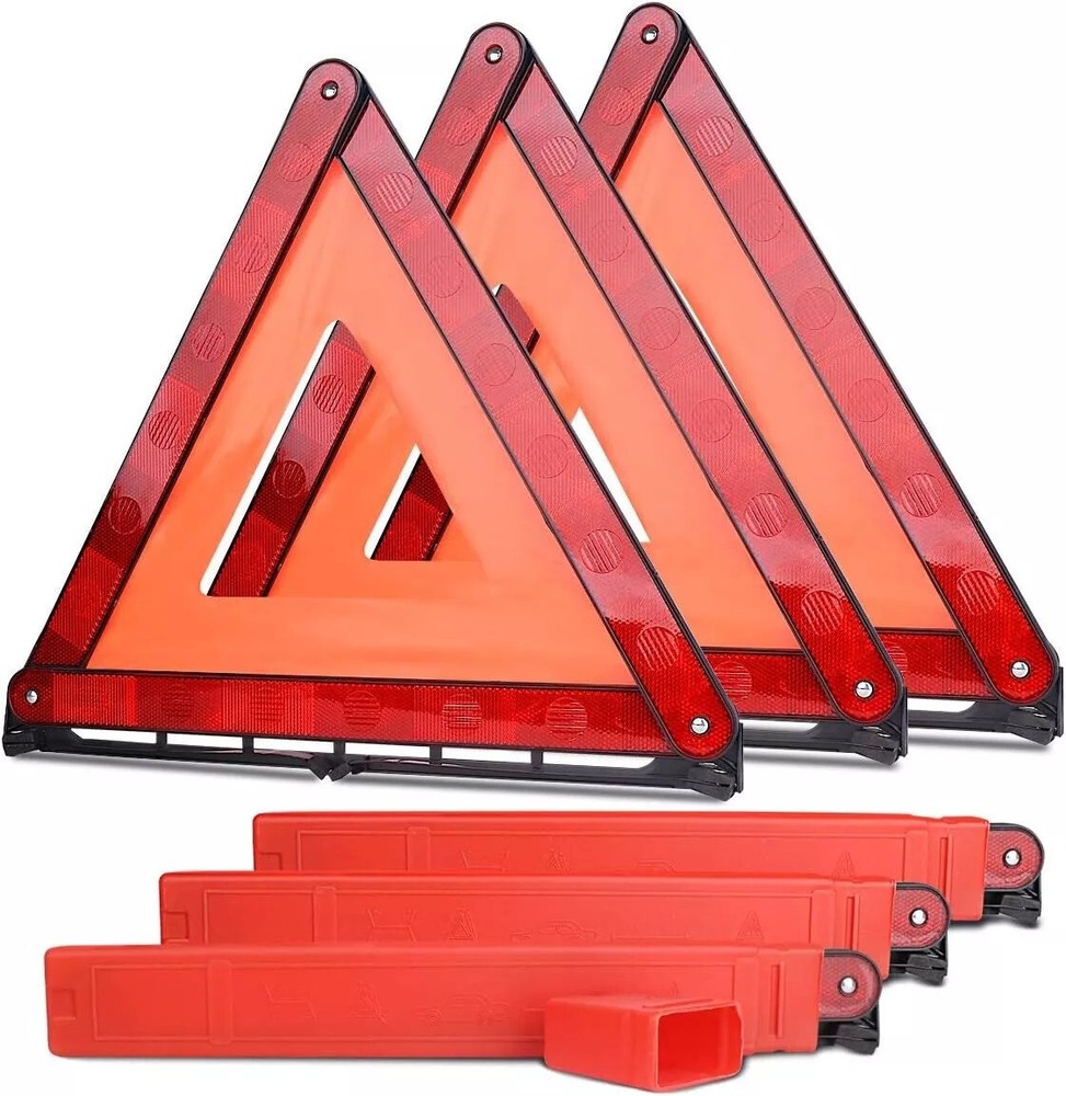 Emergency Warning Triangle Reflector Road Roadside Hazard Triangles Safety Sign