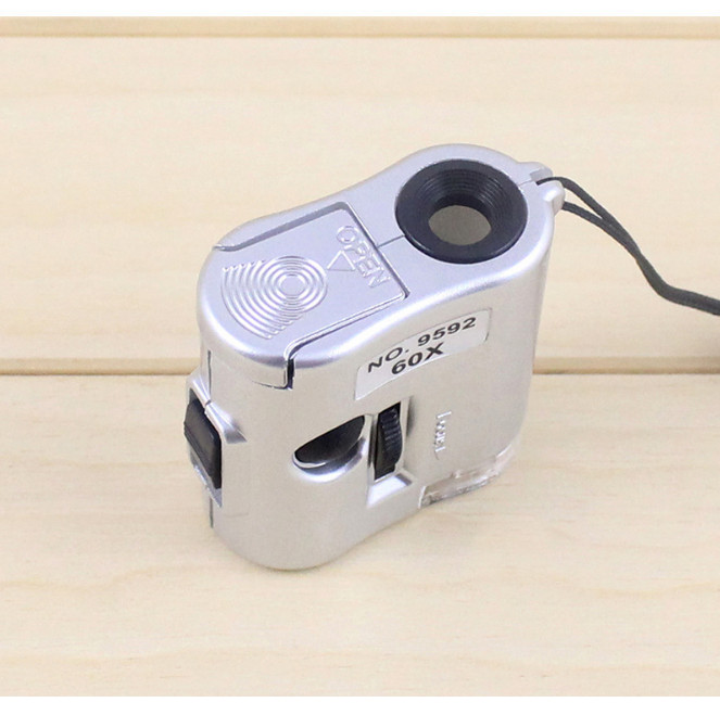 Mini 60X Microscope Jewelry Magnifier Multifunctional UV Light LED Magnifier