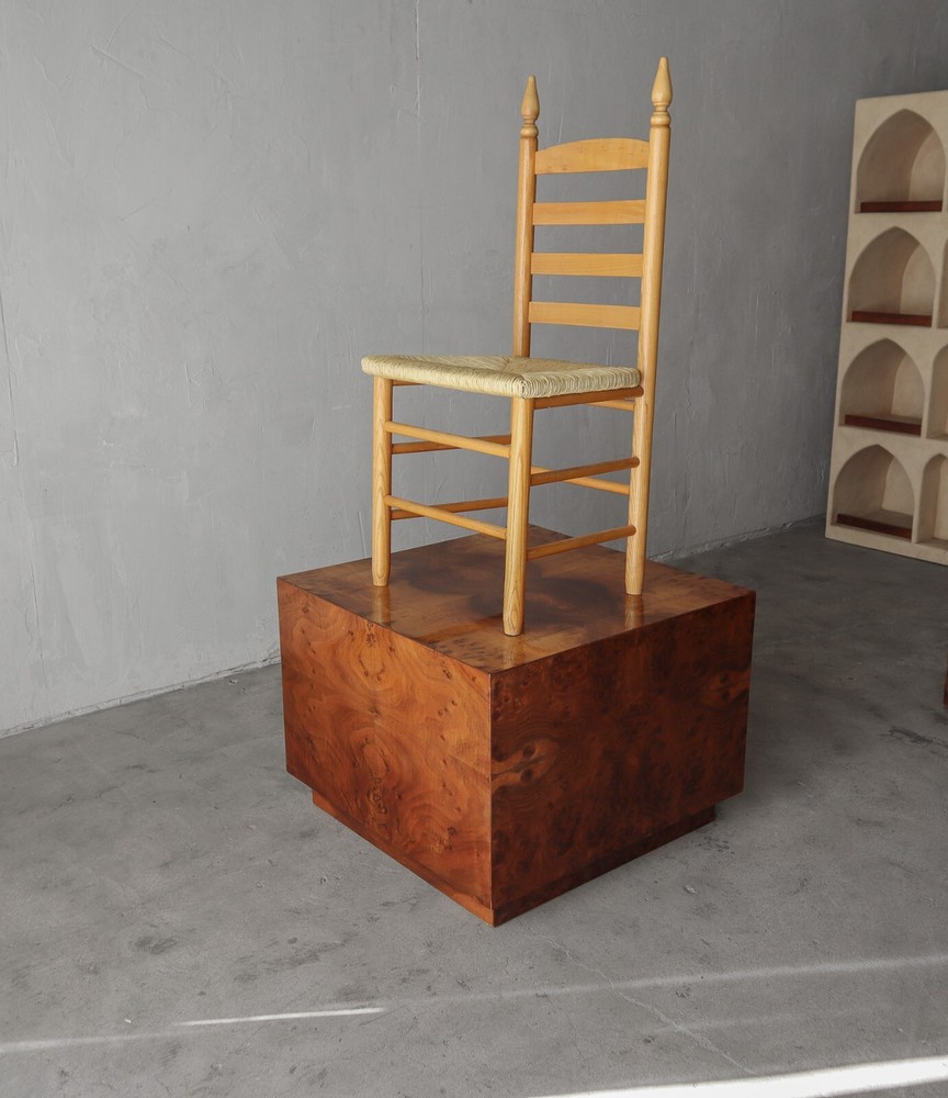 Mid Century Burl Cube Table by Milo Baughman