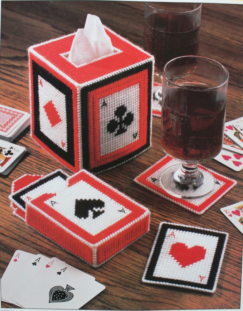 Playing Card Coasters Annies Plastic Canvas Club Pattern 1993