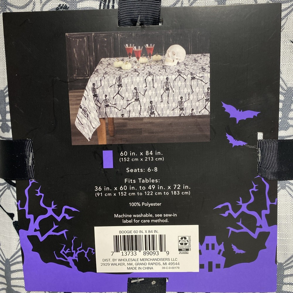 Halloween Tablecloth Boogie 60“ X 84“ Skeletons New
