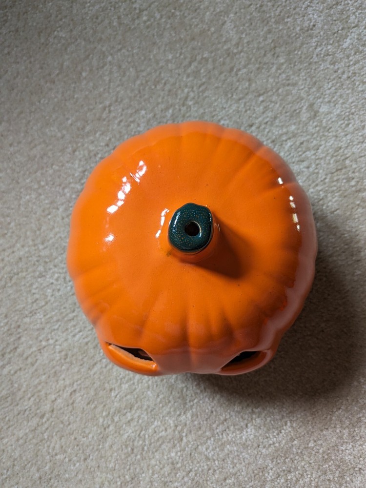 Halloween ceramic candle topper pumpkin
