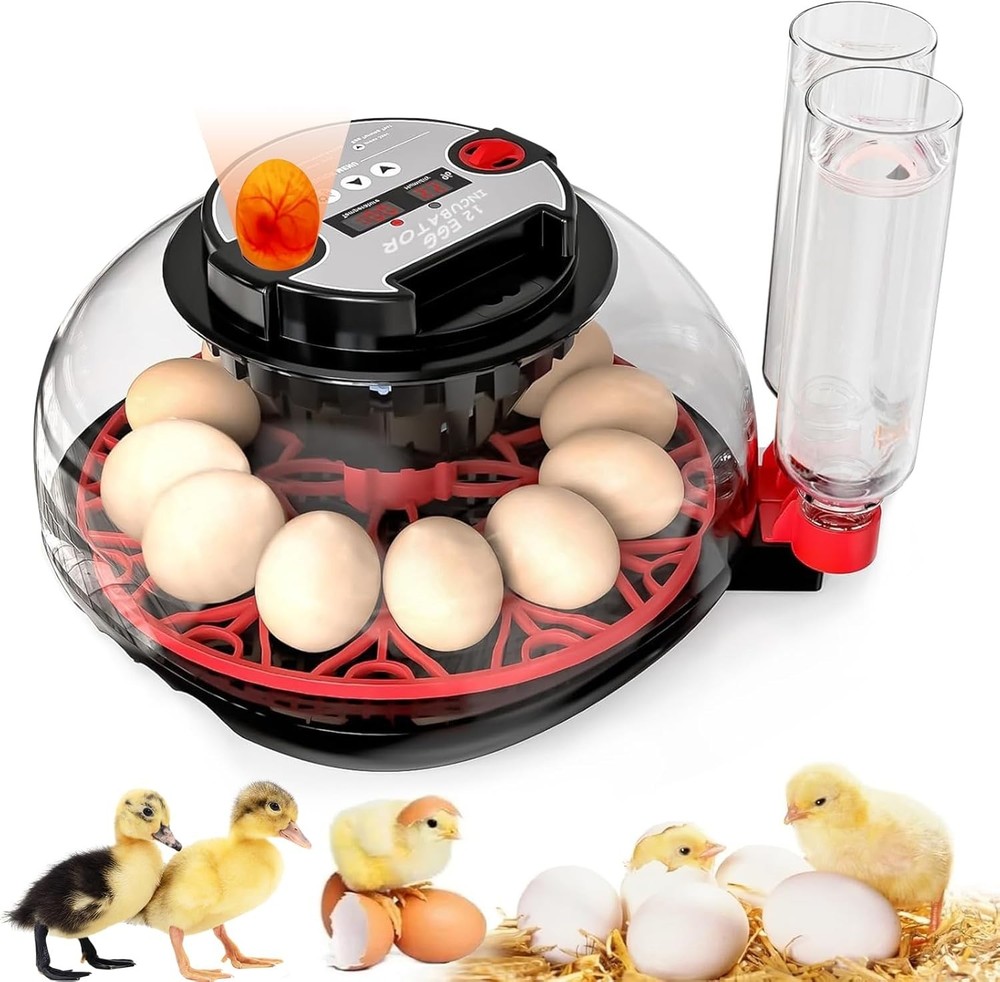 Upgraded HatchPro 12 Egg Incubator with Automatic Turning & Humidity Control
